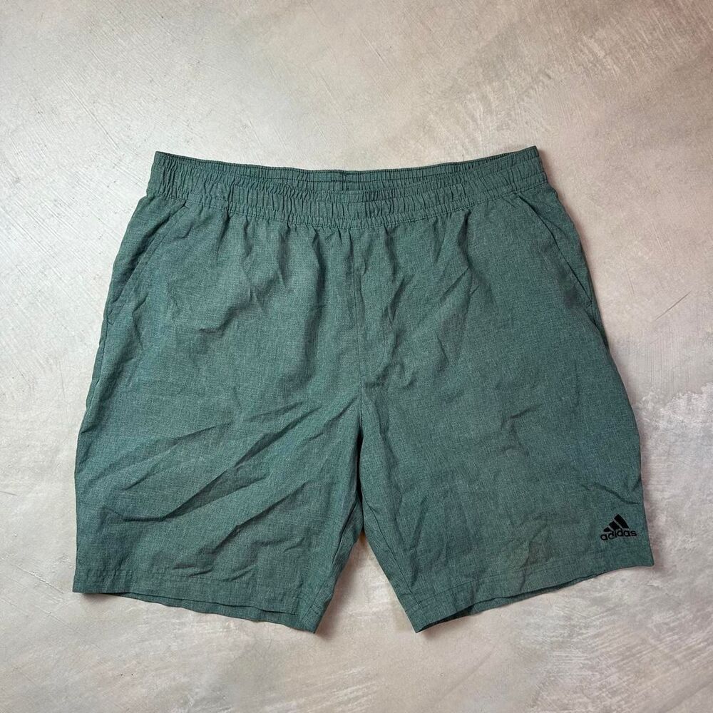 Adidas Men's Green and Khaki Shorts